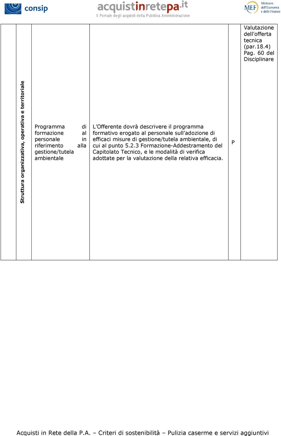 gestione/tutela ambientale di al in alla L Offerente dovrà descrivere il programma formativo erogato al personale sull