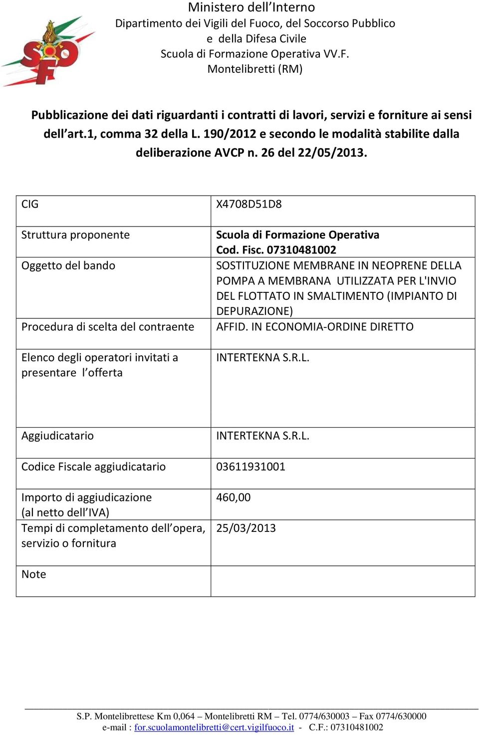 (IMPIANTO DI DEPURAZIONE) INTERTEKNA S.R.L.