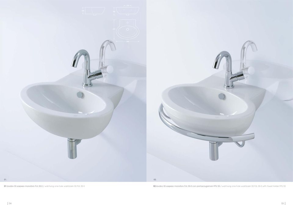 lavabo 55 sospeso monoforo FUL 55-S / wall-hung one-hole