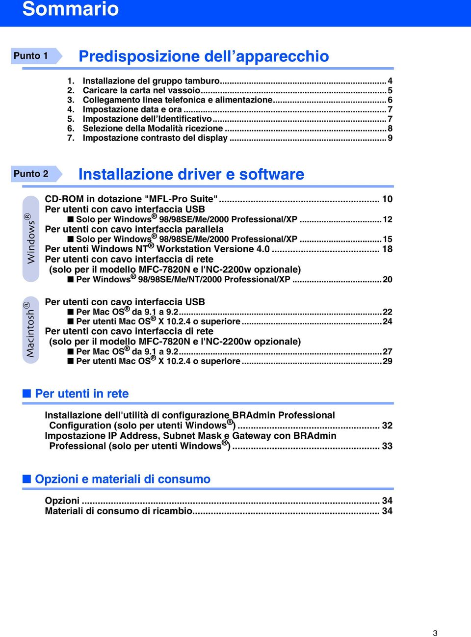 .. 10 Per utenti con cavo interfaccia USB Solo per 98/98SE/Me/2000 Professional/XP...12 Per utenti con cavo interfaccia parallela Solo per 98/98SE/Me/2000 Professional/XP.