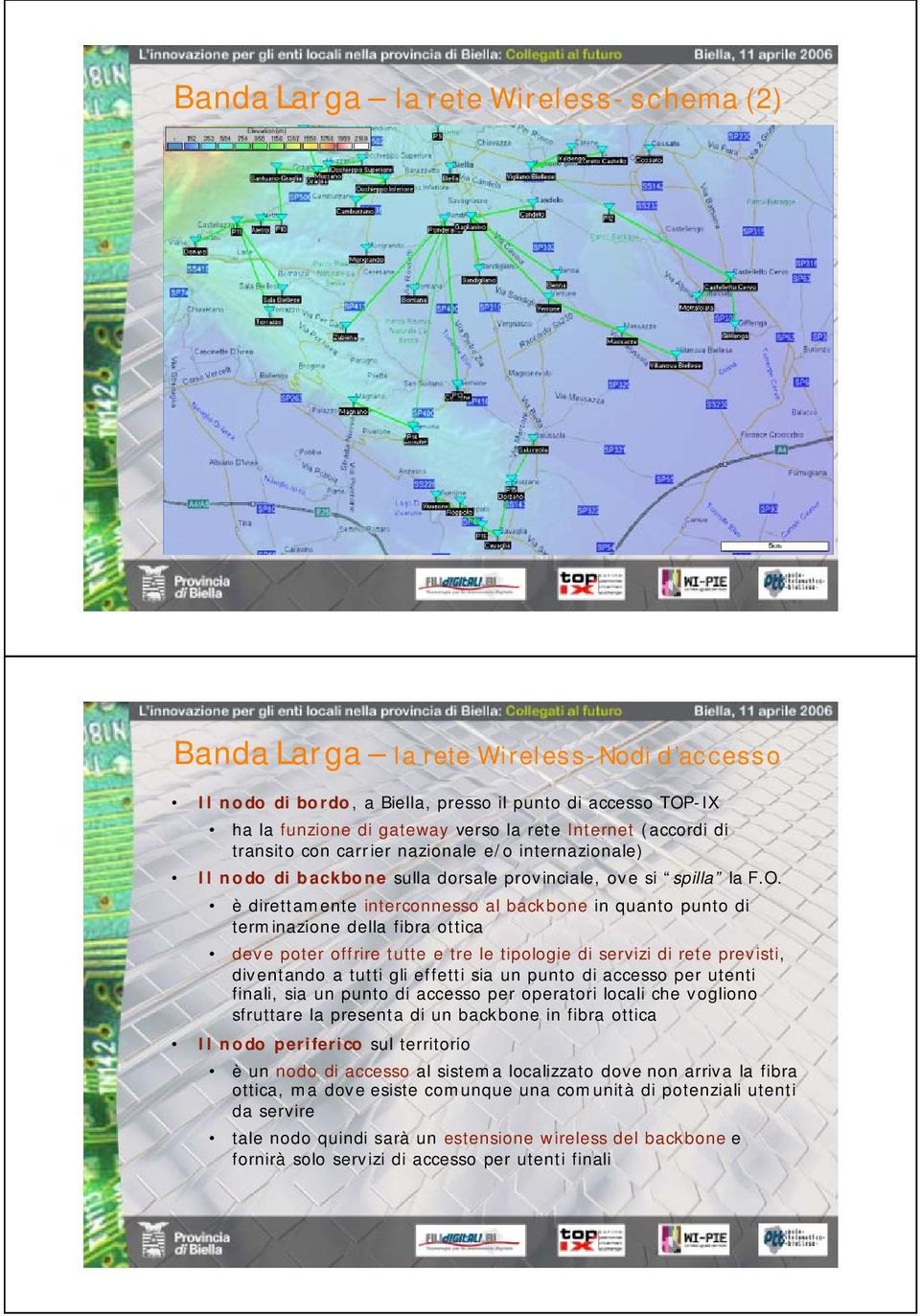 è direttamente interconnesso al backbone in quanto punto di terminazione della fibra ottica deve poter offrire tutte e tre le tipologie di servizi di rete previsti, diventando a tutti gli effetti sia