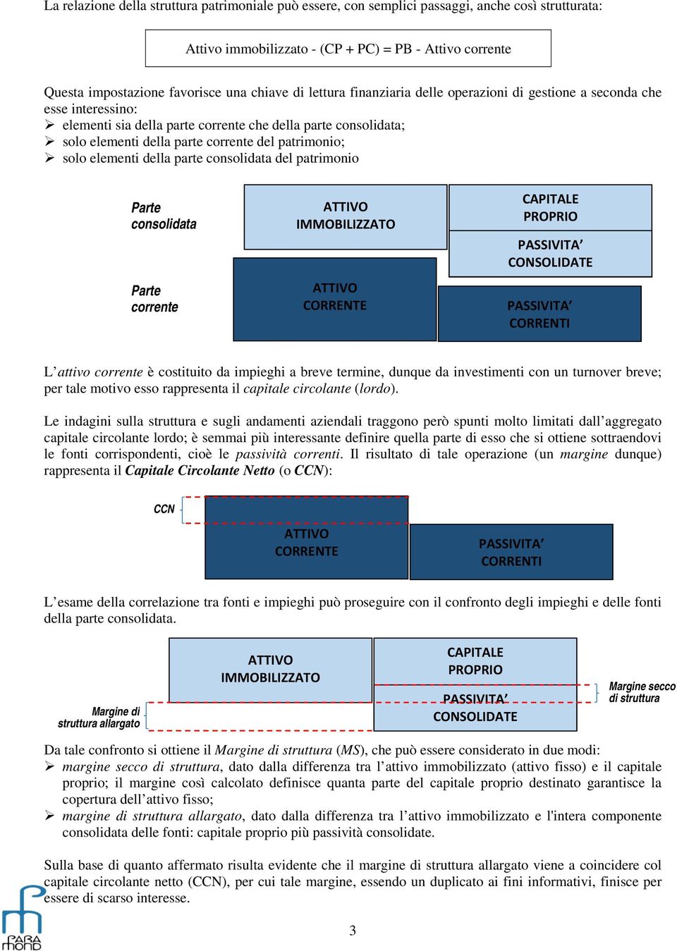 solo elementi della parte consolidata del patrimonio Parte consolidata Parte corrente ATTIVO IMMOBILIZZATO ATTIVO CORRENTE CAPITALE PROPRIO CONSOLIDATE CORRENTI L attivo corrente è costituito da