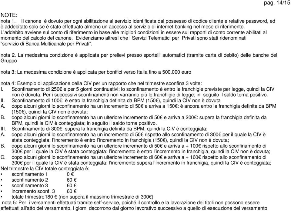 internet banking nel mese di riferimento.