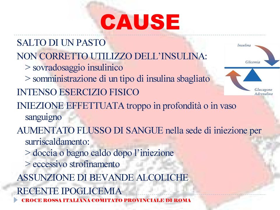 in profondità o in vaso sanguigno AUMENTATO FLUSSO DI SANGUE nella sede di iniezione per