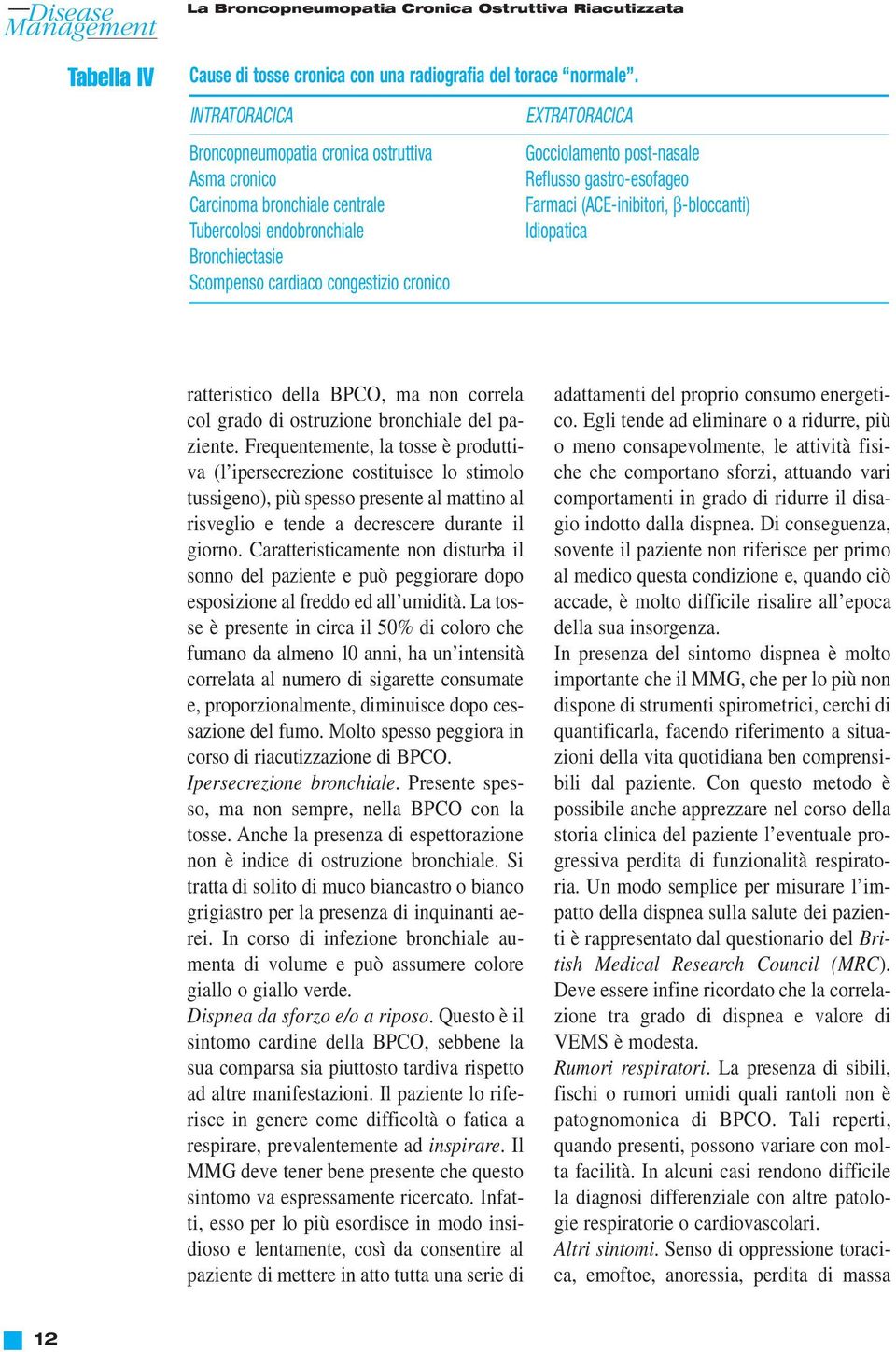 Gocciolamento post-nasale Reflusso gastro-esofageo Farmaci (ACE-inibitori, β-bloccanti) Idiopatica ratteristico della BPCO, ma non correla col grado di ostruzione bronchiale del paziente.