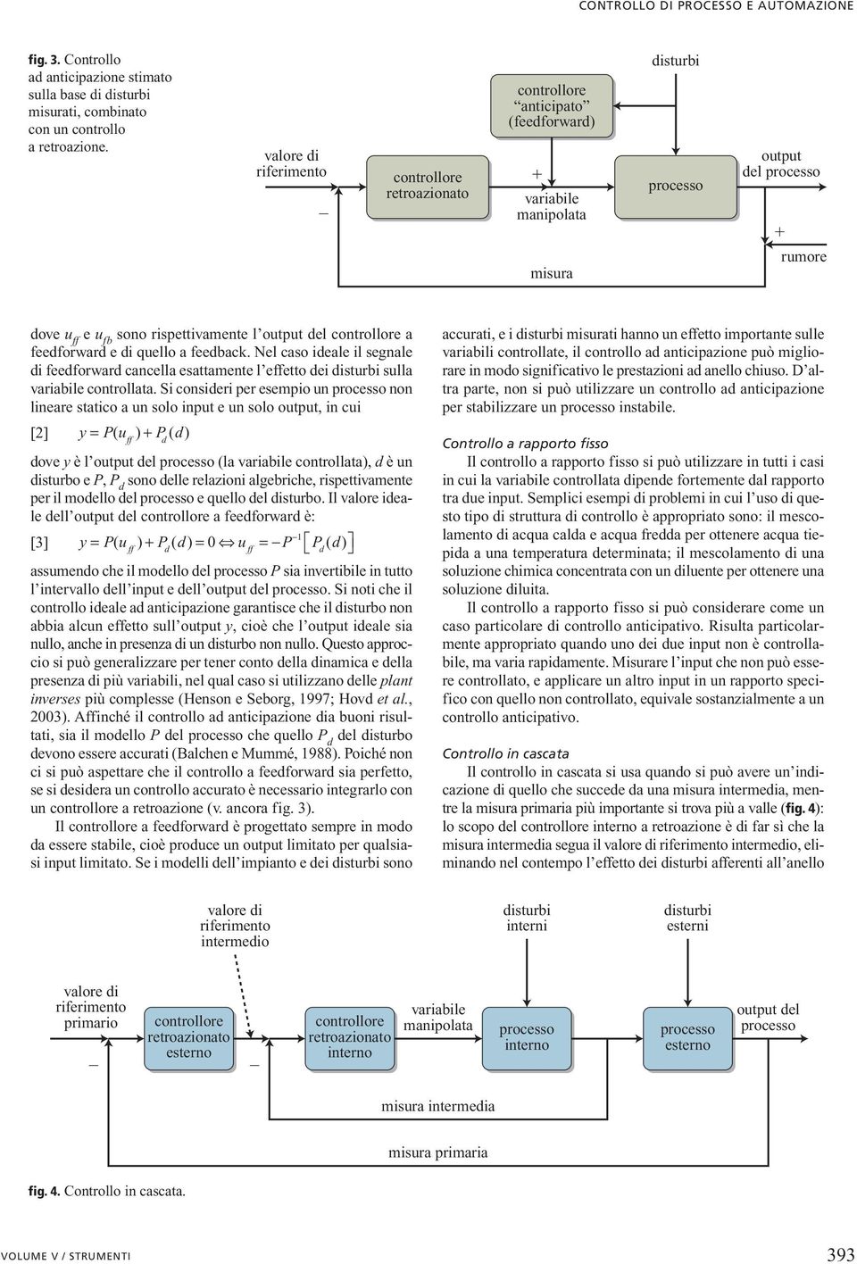 conrollore a feedforward e di quello a feedback. Nel caso ideale il segnale di feedforward cancella esaamene l effeo dei disurbi sulla variabile conrollaa.