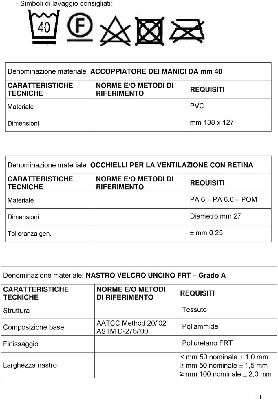 6 POM Dimensioni Diametro mm 27 Tolleranza gen.