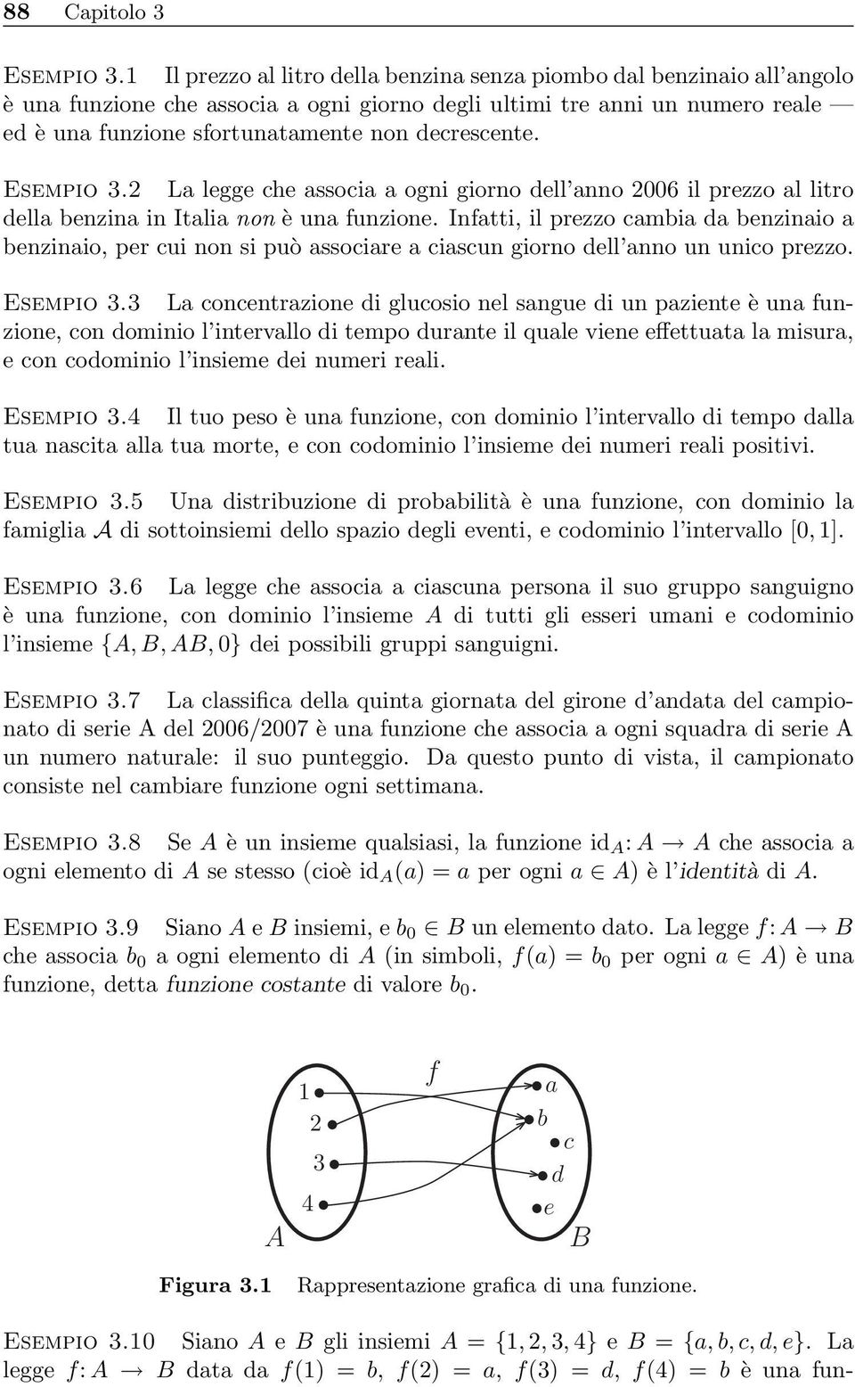 decrescente. Esempio 3.2 La legge che associa a ogni giorno dell anno 2006 il prezzo al litro della benzina in Italia non è una funzione.