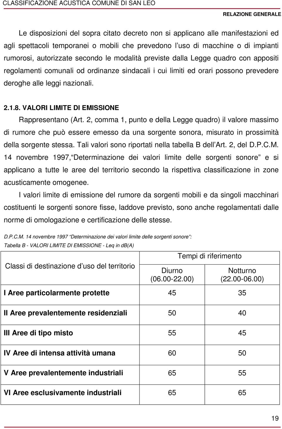 VALORI LIMITE DI EMISSIONE Rappresentano (Art.