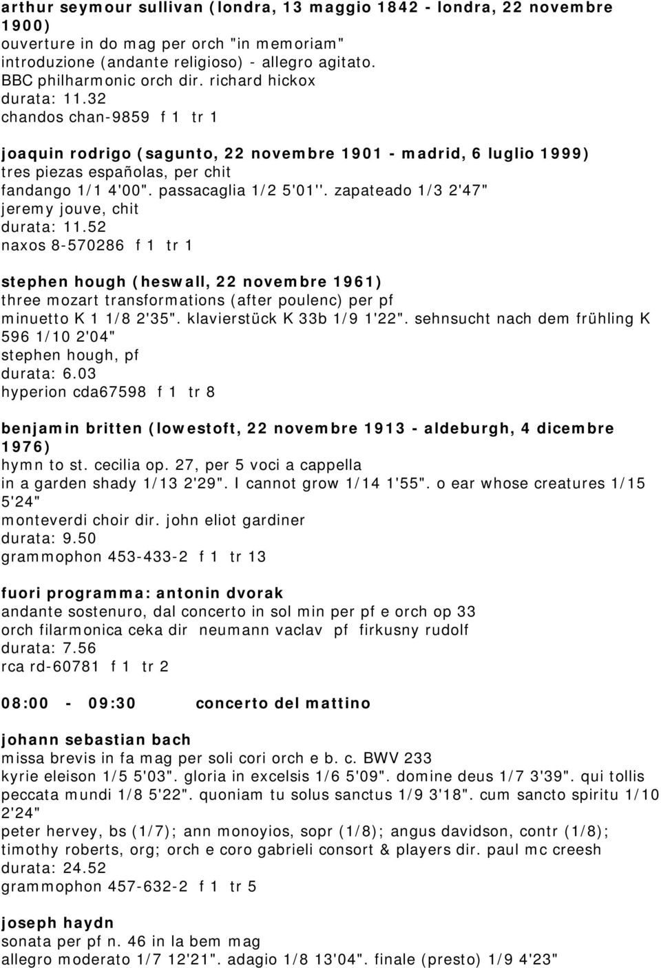 zapateado 1/3 2'47" jeremy jouve, chit durata: 11.52 naxos 8-570286 f 1 tr 1 stephen hough (heswall, 22 novembre 1961) three mozart transformations (after poulenc) per pf minuetto K 1 1/8 2'35".