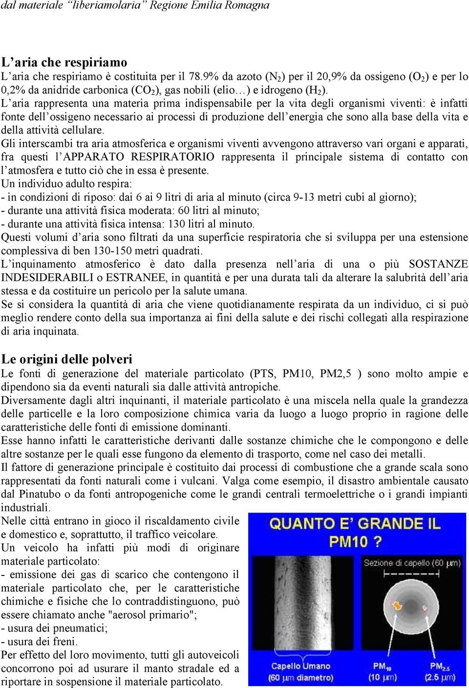 L aria rappresenta una materia prima indispensabile per la vita degli organismi viventi: è infatti fonte dell ossigeno necessario ai processi di produzione dell energia che sono alla base della vita