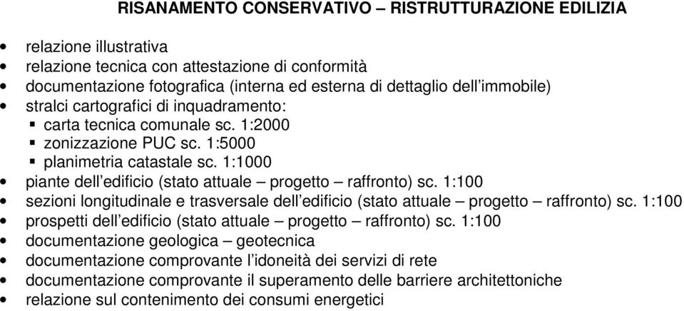 1:100 prospetti dell edificio (stato attuale progetto raffronto) sc.