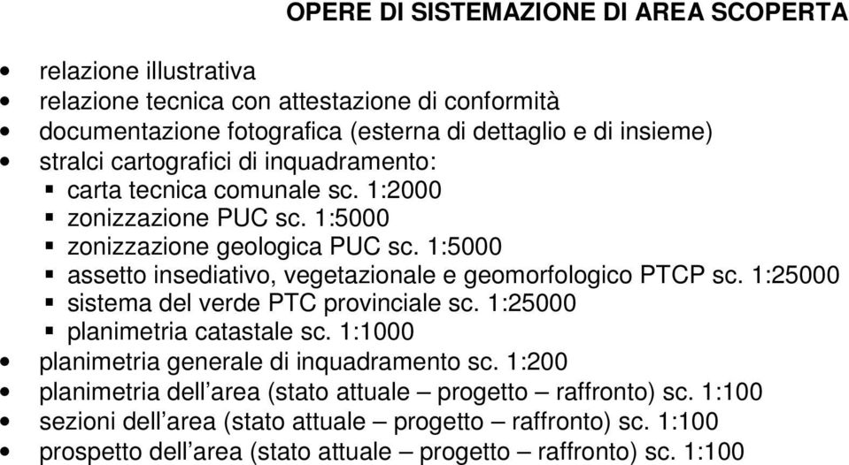 1:200 planimetria dell area (stato attuale progetto raffronto) sc.