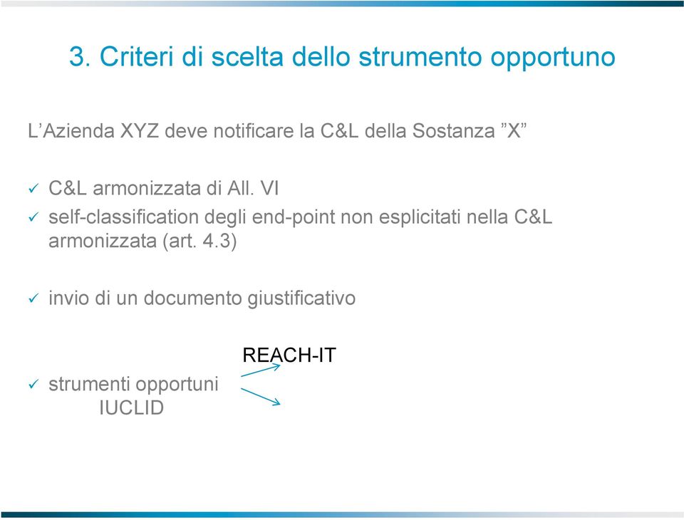 VI self-classification degli end-point non esplicitati nella C&L