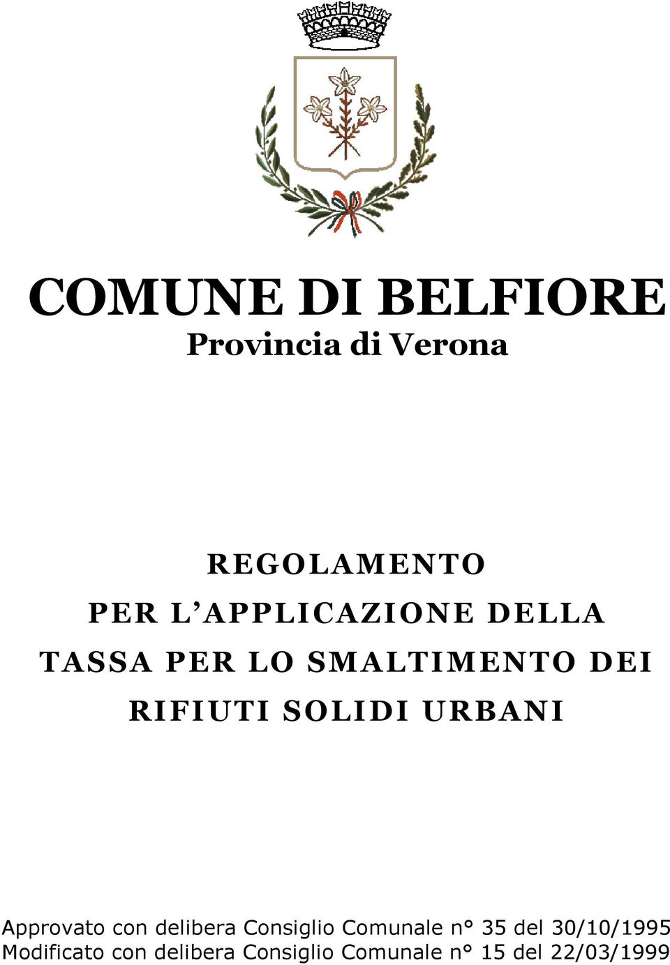 URBANI Approvato con delibera Consiglio Comunale n 35 del