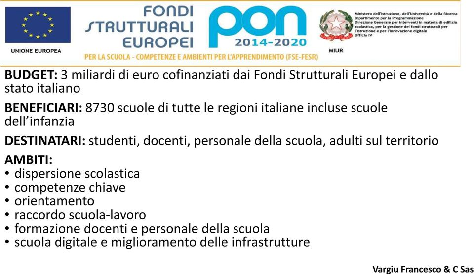 personale della scuola, adulti sul territorio AMBITI: dispersione scolastica competenze chiave orientamento