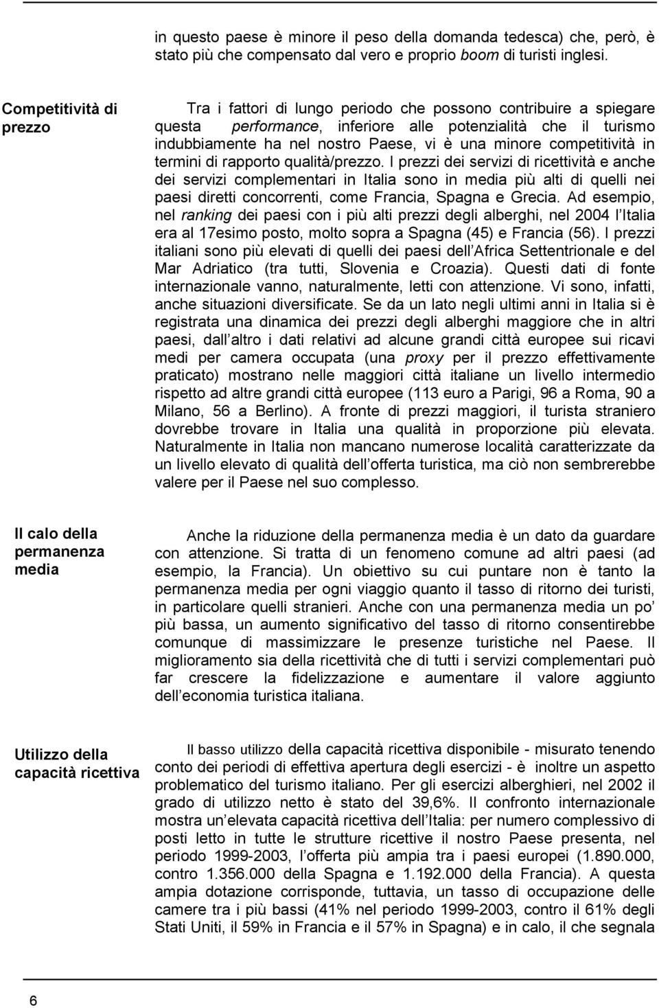 minore competitività in termini di rapporto qualità/prezzo.