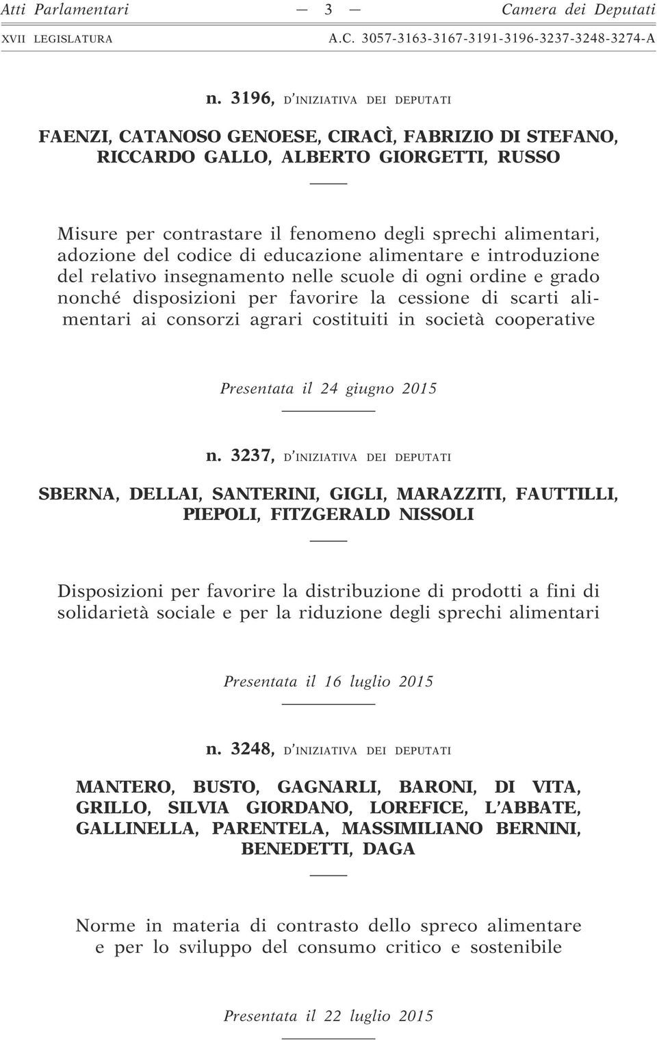 del codice di educazione alimentare e introduzione del relativo insegnamento nelle scuole di ogni ordine e grado nonché disposizioni per favorire la cessione di scarti alimentari ai consorzi agrari