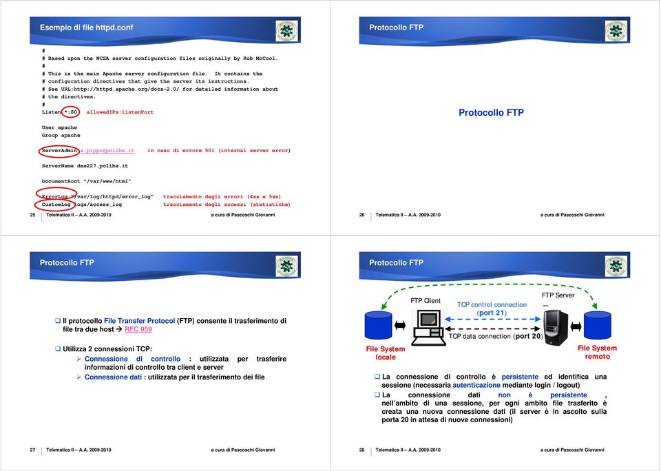 # Listen *:80 allowedips:listenport Protocollo FTP User apache Group apache ServerAdmin a.pippo@poliba.