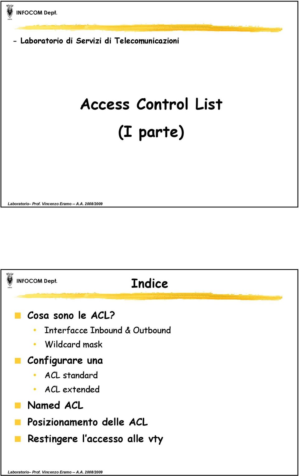 Interfacce Inbound & Outbound Wildcard mask Configurare una