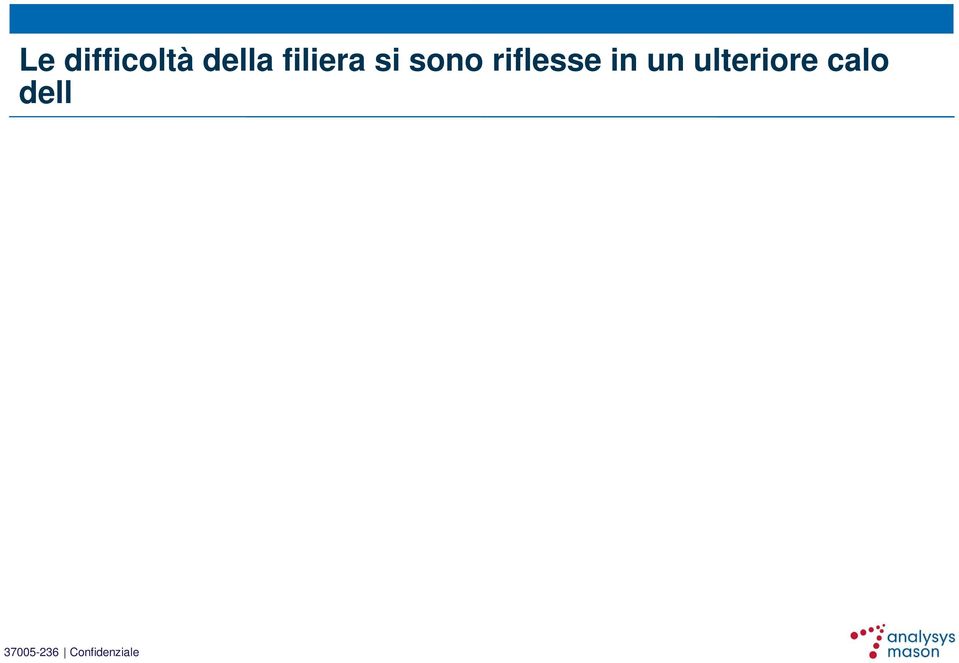 negativamente sui livelli occupazionali della filiera Il numero di addetti nella filiera è sceso del 5% nel 2012, principalmente a causa degli Operatori TLC, mentre sono aumentati gli addetti nei