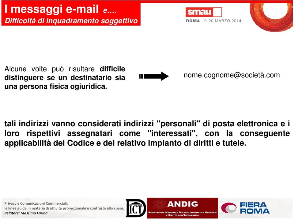 destinatario sia una persona fisica ogiuridica. nome.cognome@società.