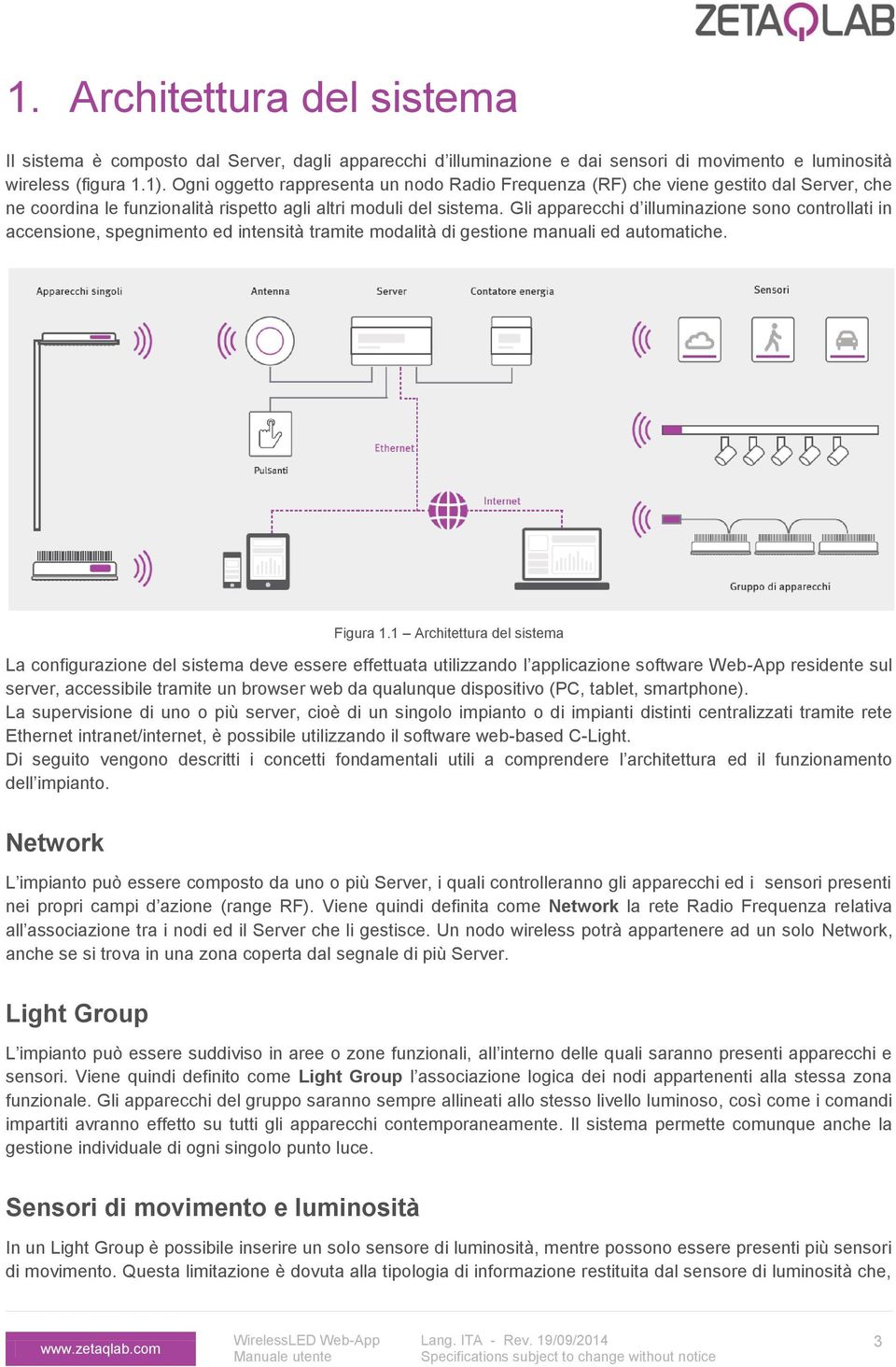 Gli apparecchi d illuminazione sono controllati in accensione, spegnimento ed intensità tramite modalità di gestione manuali ed automatiche. Figura 1.