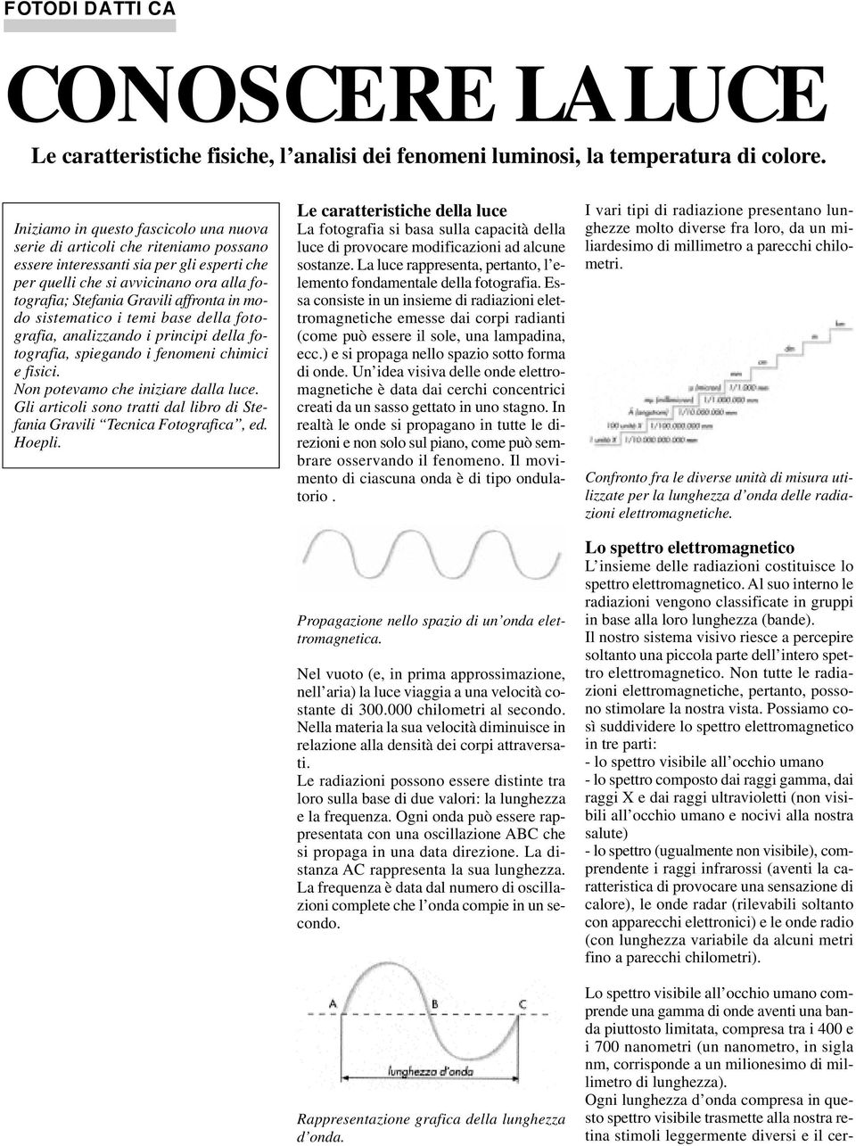 in modo sistematico i temi base della fotografia, analizzando i principi della fotografia, spiegando i fenomeni chimici e fisici. Non potevamo che iniziare dalla luce.