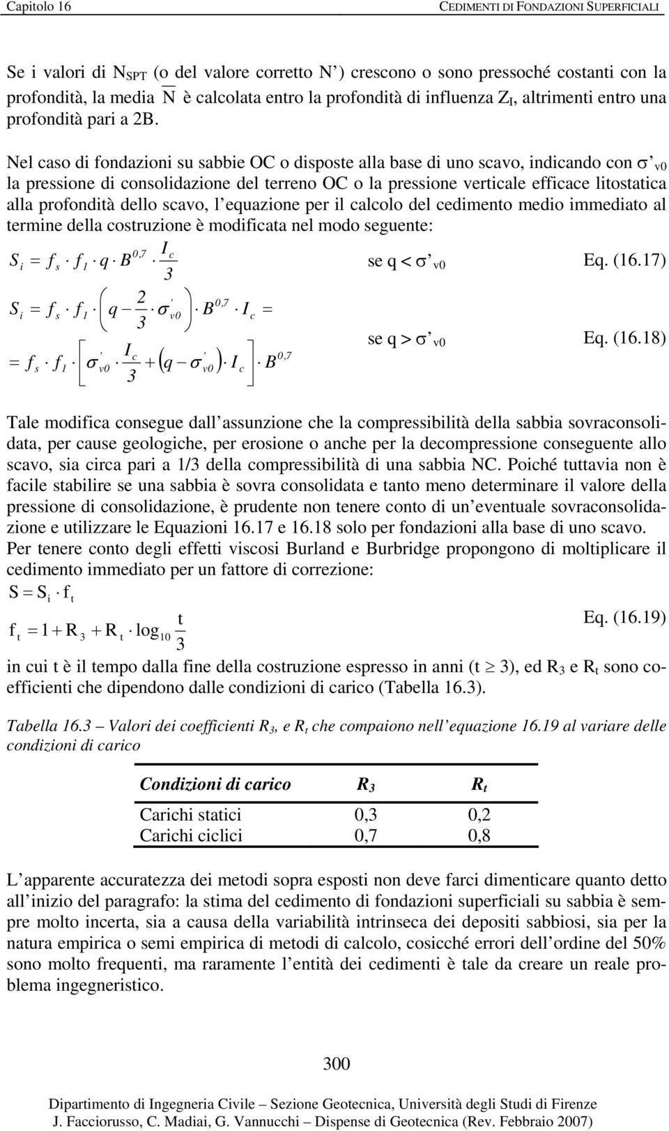 alolo del edmento medo mmedato al termne della ostruone è modfata nel modo seguente: 0,7 I S = f s f q 3 se q < σ v0 Eq. (6.