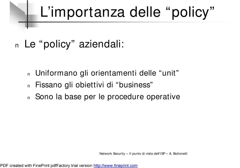 delle unit Fissano gli obiettivi di