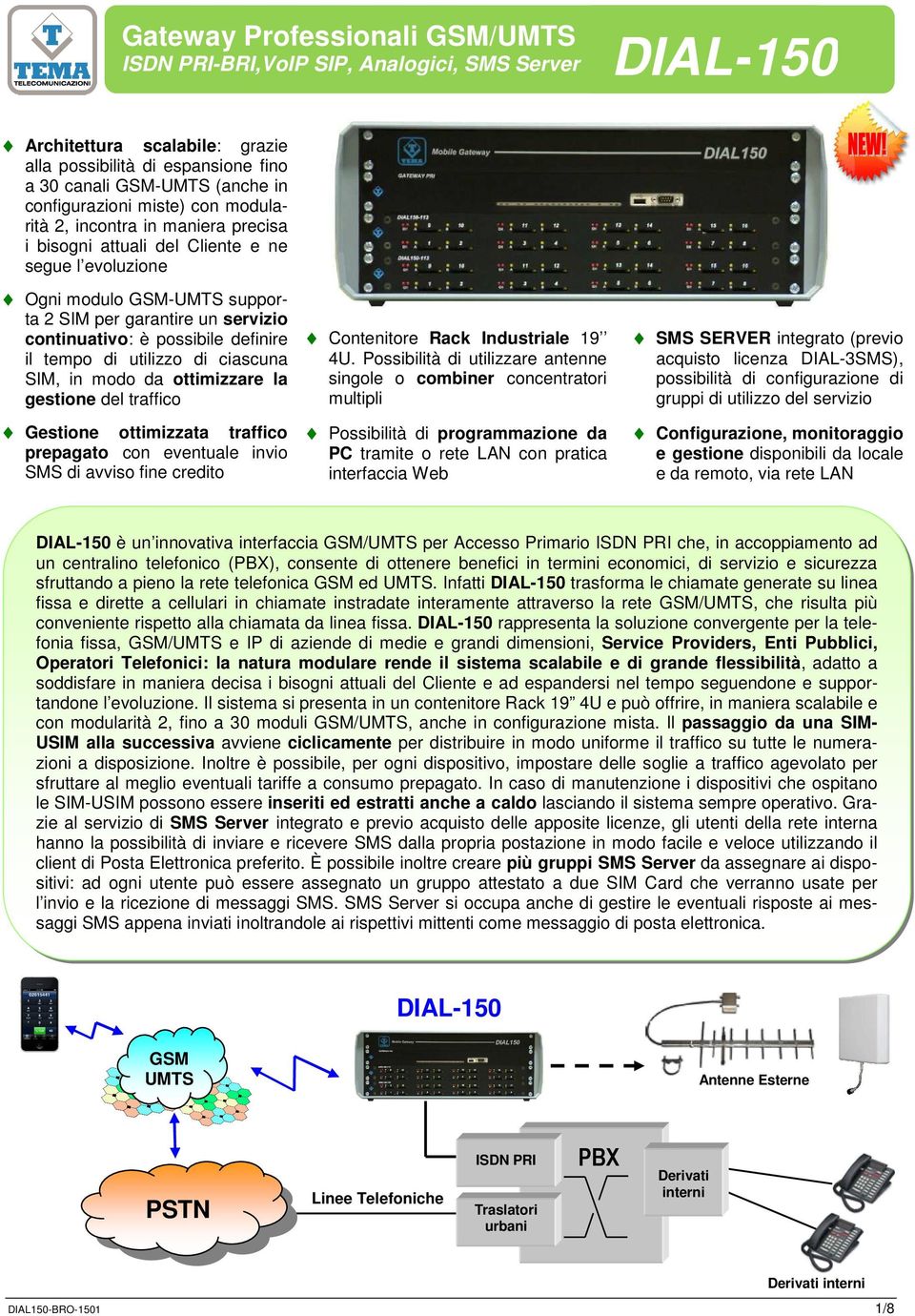 traffico Gestione ottimizzata traffico prepagato con eventuale invio SMS di avviso fine credito Contenitore Rack Industriale 19 4U.