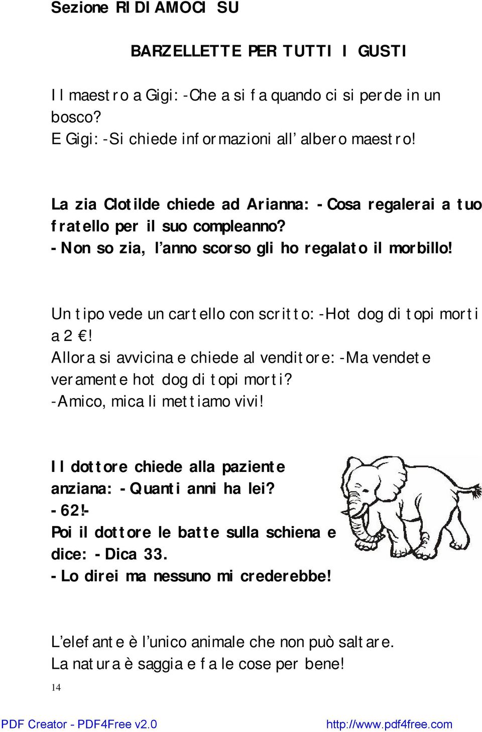 Un tipo vede un cartello con scritto: -Hot dog di topi morti a 2! Allora si avvicina e chiede al venditore: -Ma vendete veramente hot dog di topi morti? -Amico, mica li mettiamo vivi!