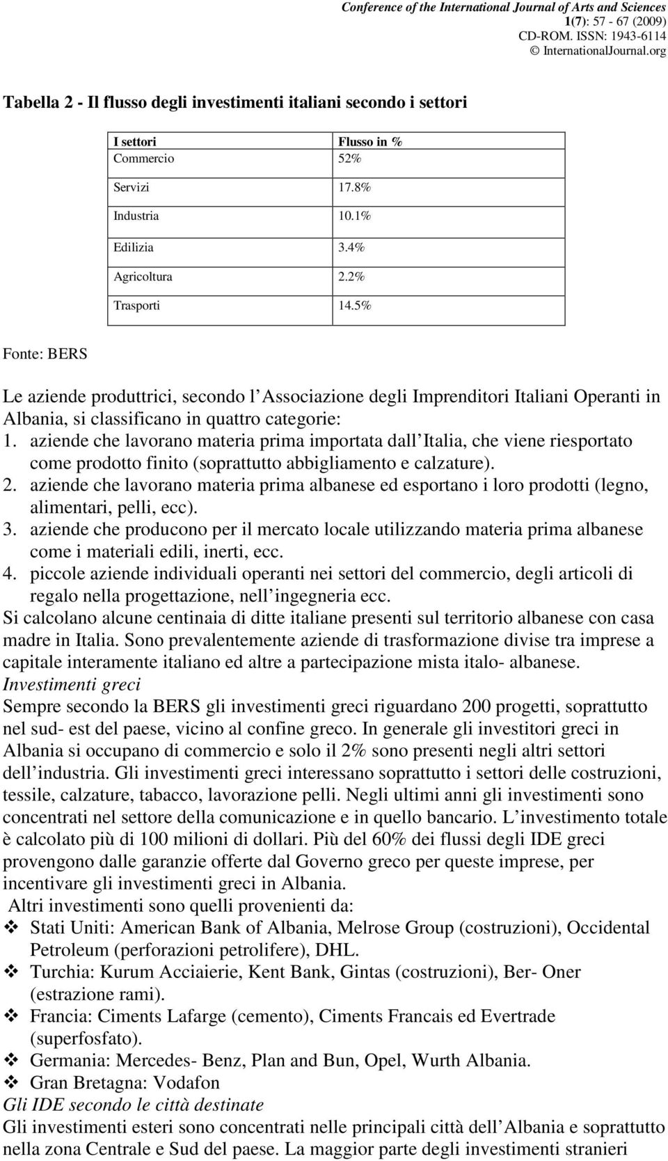 aziende che lavorano materia prima importata dall Italia, che viene riesportato come prodotto finito (soprattutto abbigliamento e calzature). 2.