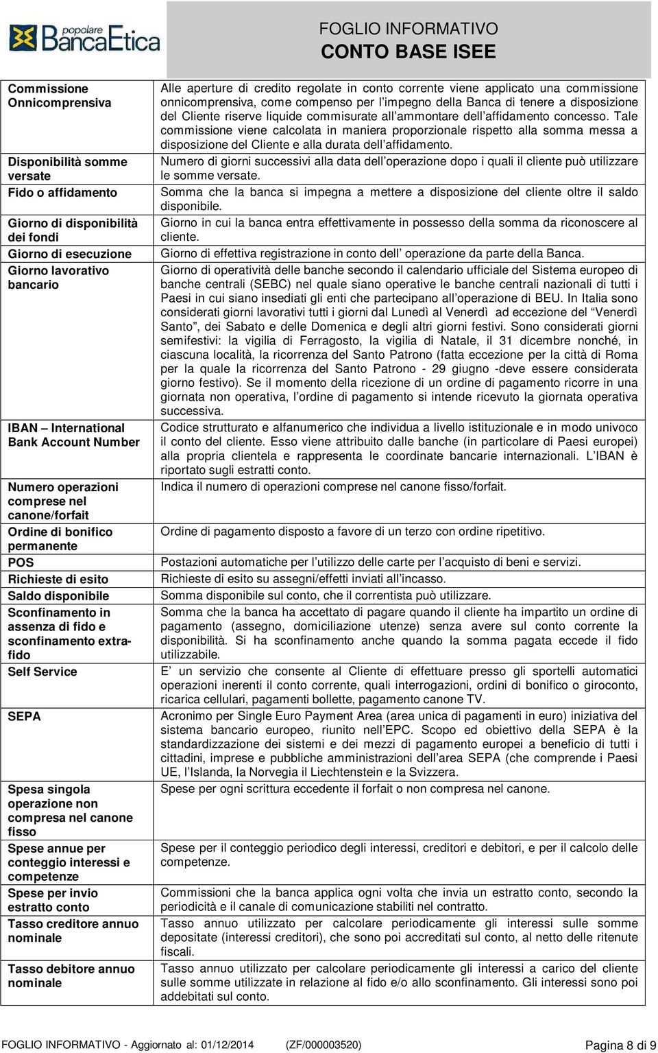 singola operazione non compresa nel canone fisso Spese annue per conteggio interessi e competenze Spese per invio estratto conto Tasso creditore annuo nominale Tasso debitore annuo nominale Alle