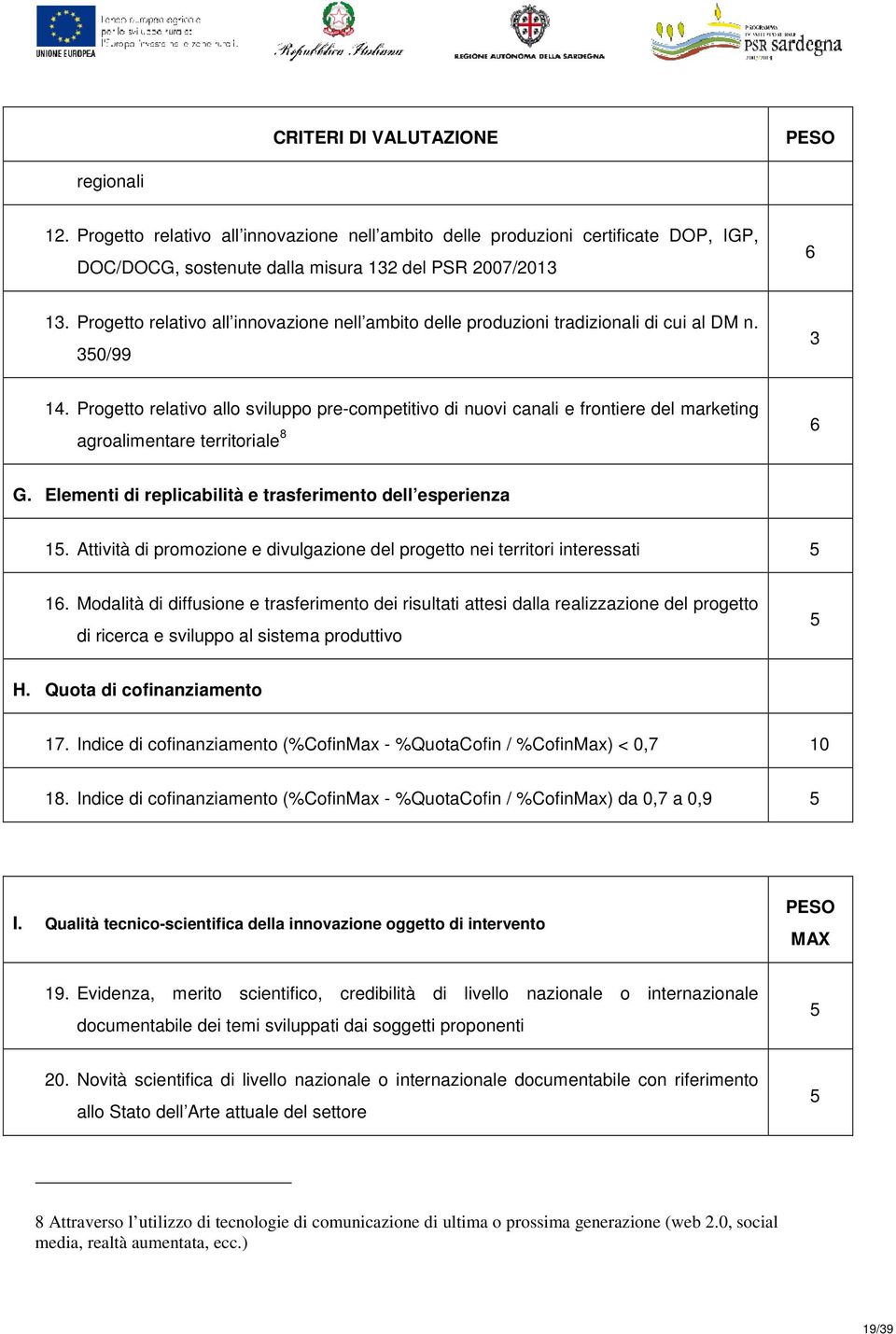 Progetto relativo allo sviluppo pre-competitivo di nuovi canali e frontiere del marketing agroalimentare territoriale 8 6 G. Elementi di replicabilità e trasferimento dell esperienza 15.