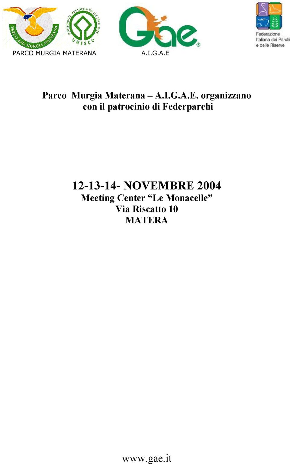 Federparchi 12-13-14- NOVEMBRE 2004