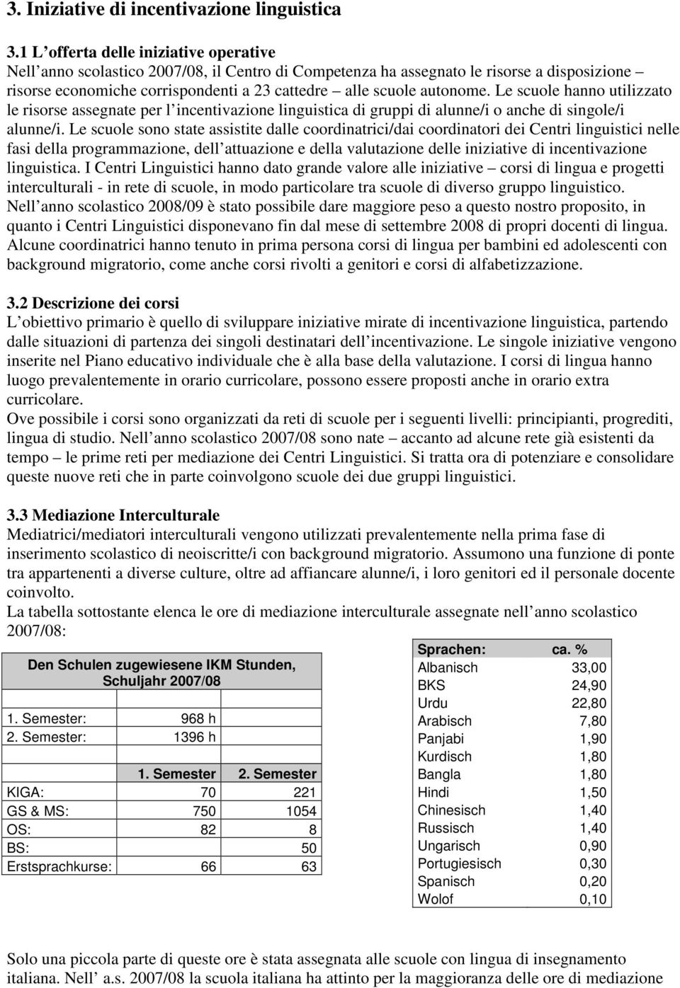 autonome. Le scuole hanno utilizzato le risorse assegnate per l incentivazione linguistica di gruppi di alunne/i o anche di singole/i alunne/i.