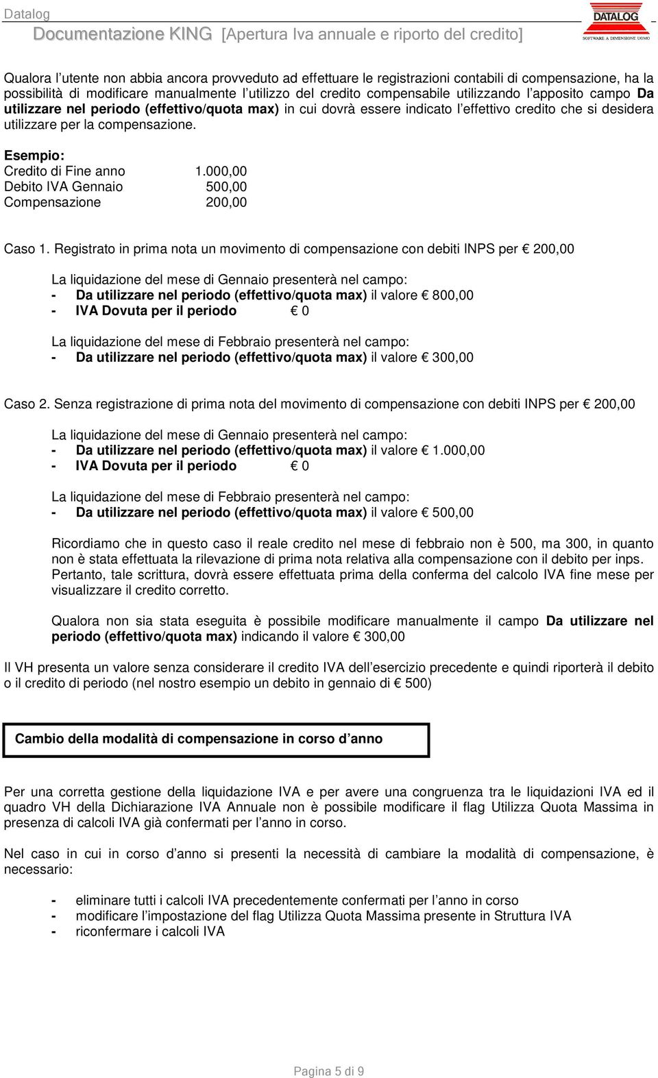 000,00 Debito IVA Gennaio 500,00 Compensazione 200,00 Caso 1.