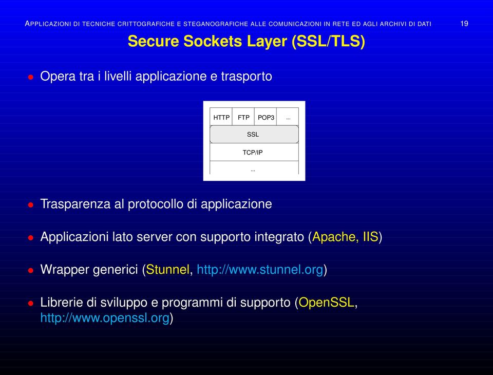 .. Trasparenza al protocollo di applicazione Applicazioni lato server con supporto integrato (Apache, IIS)