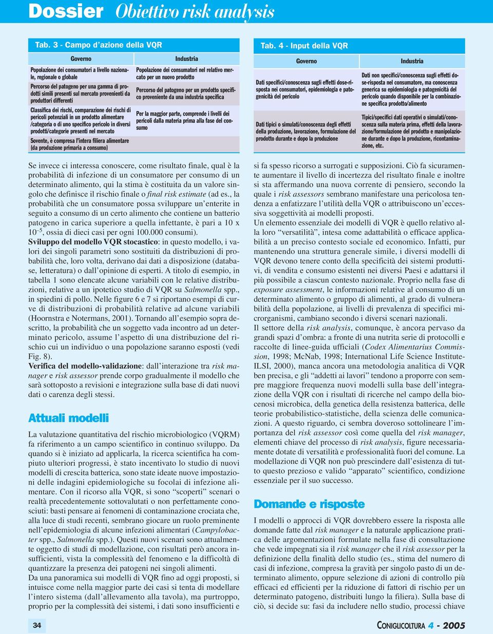 , la probabilità che un consumatore possa sviluppare un enterite in seguito a consumo di un certo alimento che contiene un batterio patogeno in carica superiore a quella infettante, è pari a 10 x 10