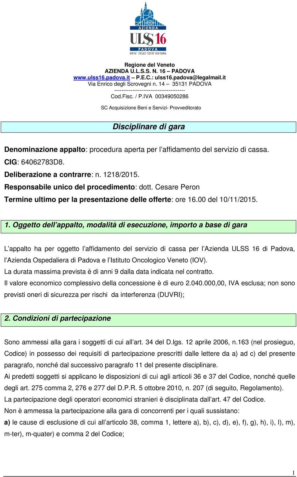 Deliberazione a contrarre: n. 12