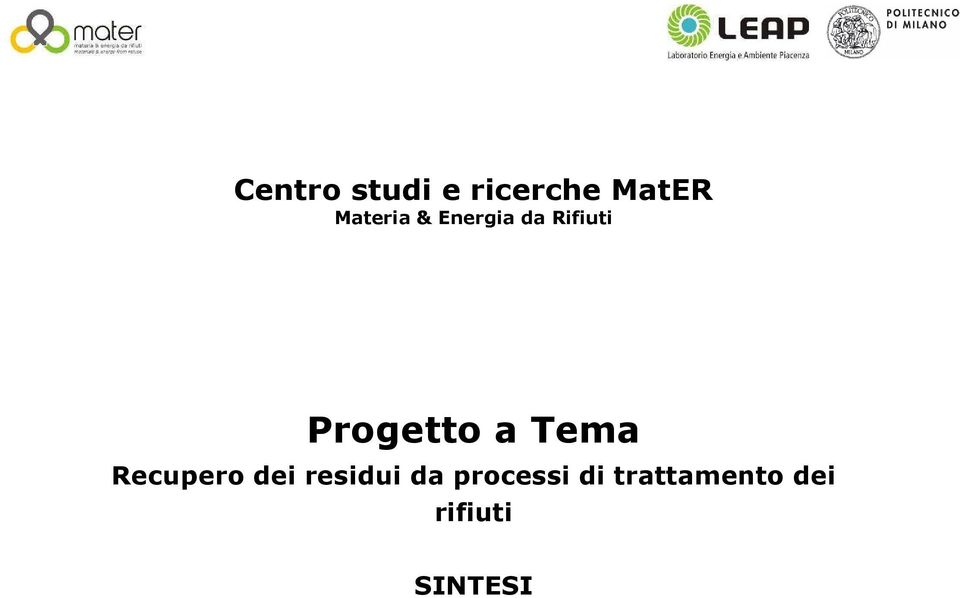 Progetto a Tema Recupero dei