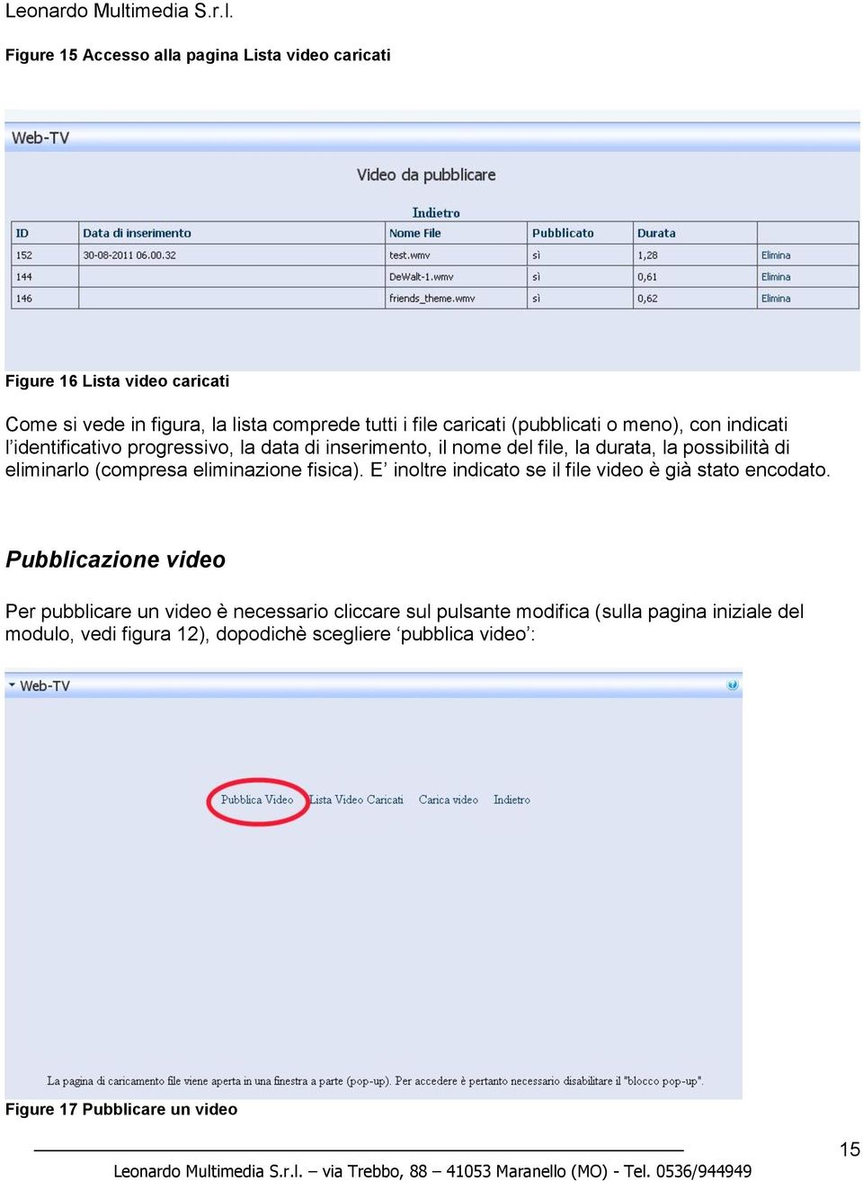 (compresa eliminazione fisica). E inoltre indicato se il file video è già stato encodato.