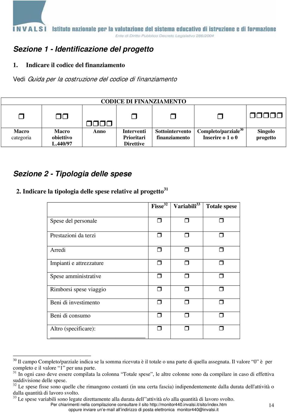 Indicare la tipologia delle spese relative al progetto 31 Fisse 32 Variabili 33 Totale spese Spese del personale Prestazioni da terzi Arredi Impianti e attrezzature Spese amministrative Rimborsi