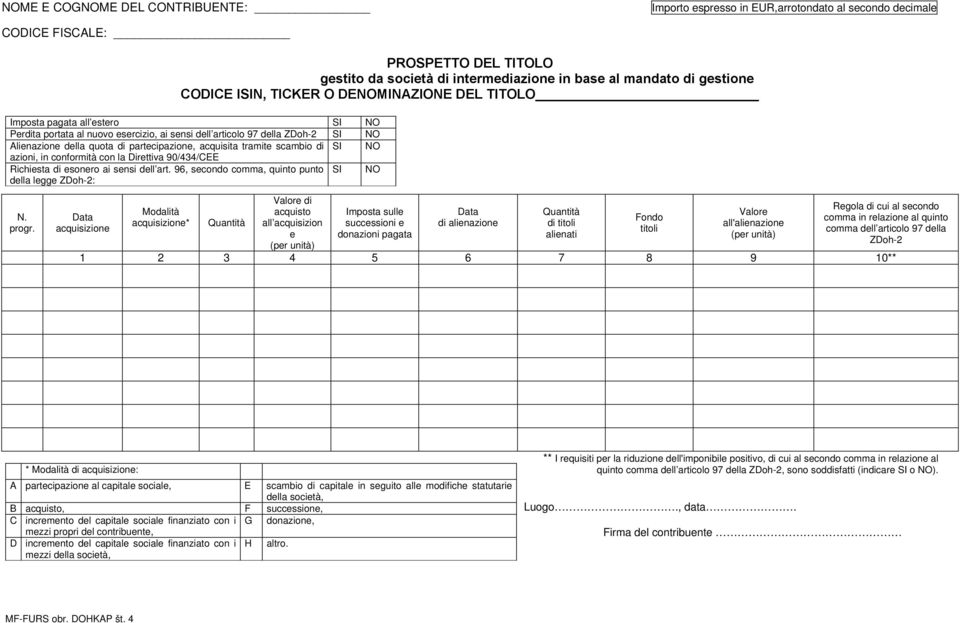 partecipazione, acquisita tramite scambio di SI NO azioni, in conformità con la Direttiva 90/434/CEE Richiesta di esonero ai sensi dell art.