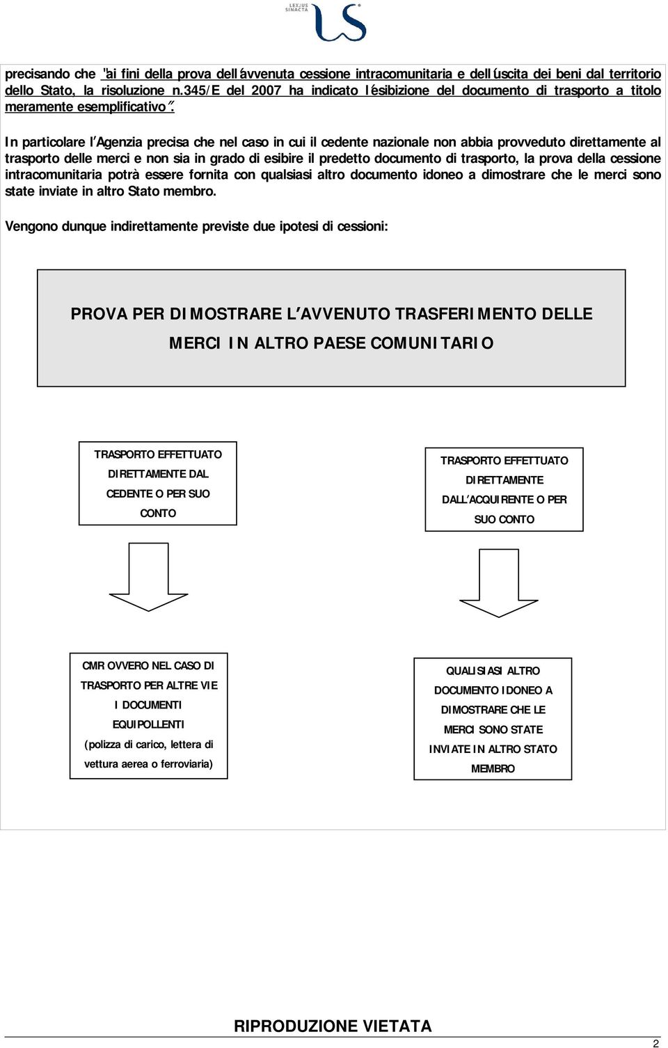 In particolare l Agenzia precisa che nel caso in cui il cedente nazionale non abbia provveduto direttamente al trasporto delle merci e non sia in grado di esibire il predetto documento di trasporto,