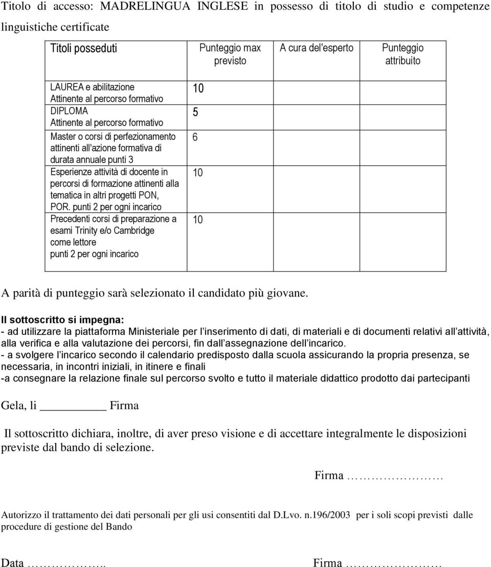 docente in percorsi di formazione attinenti alla tematica in altri progetti PON, POR.