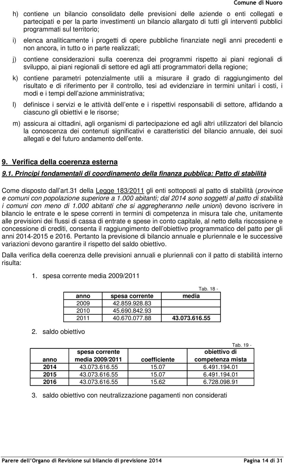 programmi rispetto ai piani regionali di sviluppo, ai piani regionali di settore ed agli atti programmatori della regione; k) contiene parametri potenzialmente utili a misurare il grado di