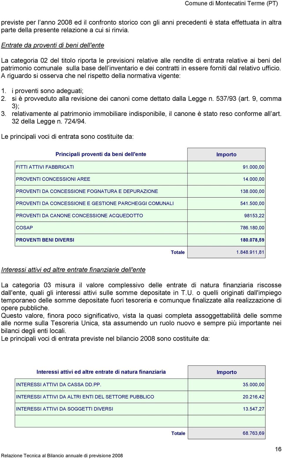 contratti in essere forniti dal relativo ufficio. A riguardo si osserva che nel rispetto della normativa vigente: 1. i proventi sono adeguati; 2.