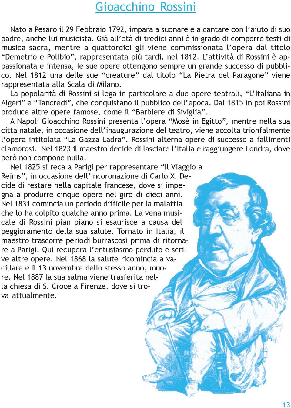 L attività di Rossini è appassionata e intensa, le sue opere ottengono sempre un grande successo di pubblico.